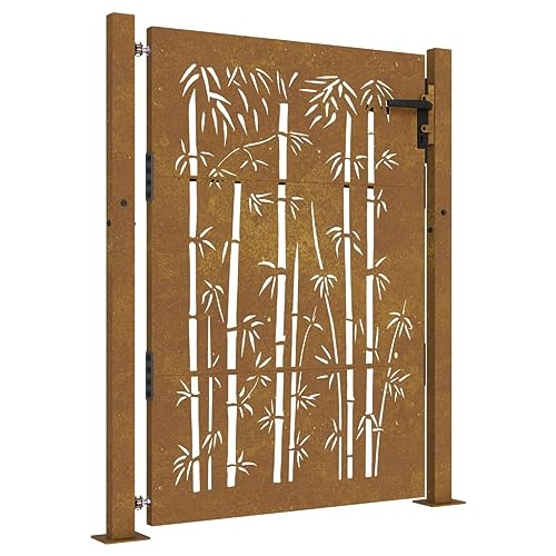 vidaXL Puerta de jardín Acero corten diseño bambú 105x130 cm