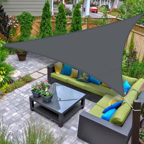 AXT SHADE Toldo Vela de Sombra Impermeable Triangular 3x3x3m Protección Rayos UV para Exterior Terraza Patio Jardín-Gris Antracita