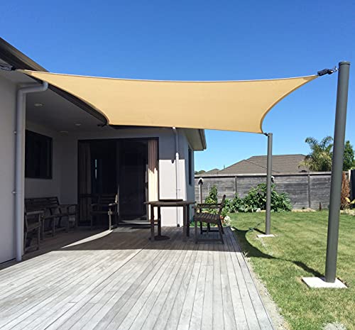 AXT SHADE Toldo Vela de Sombra Rectangular 2x3m Protección Rayos UV y HDPE Transpirable para Exterior Terraza Patio Jardín-Arena