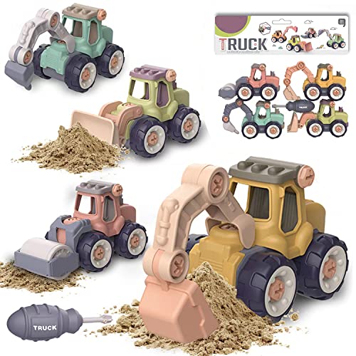 JIAQINGDA Juguete de coche, juguete para camiones de bebé, excavadora, juguetes de construcción para niños a partir de 3 años, adecuado para fiestas, playa, jardín, juguetes para niños, cumpleaños