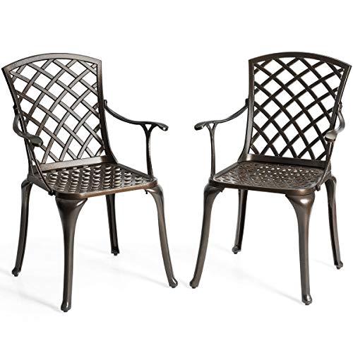GOPLUS Lote de 2 sillas de salón de jardín, de aluminio duradero, con costura, 2 sillas, para jardín, terraza, salón, jardín, terraza, salón, carga 110 kg, 60 x 59 x 93,5 cm