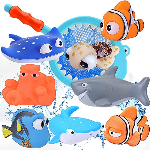 Aonuily Juguetes de Buscando a Nemo – 9 piezas Buscando a Dory Nemo Juguetes de baño para bebé Flotante Squirt Juguete de baño para bebés niños pequeños ducha y bañera de natación