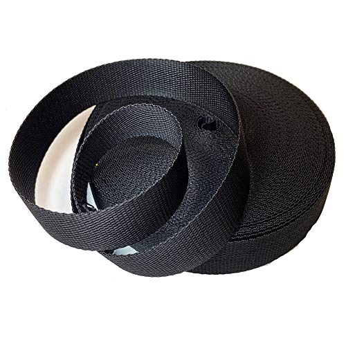 Cinta nylon polipropileno de 3 cm y 25metros para mochilas, riñoneras, cinturones (negro)