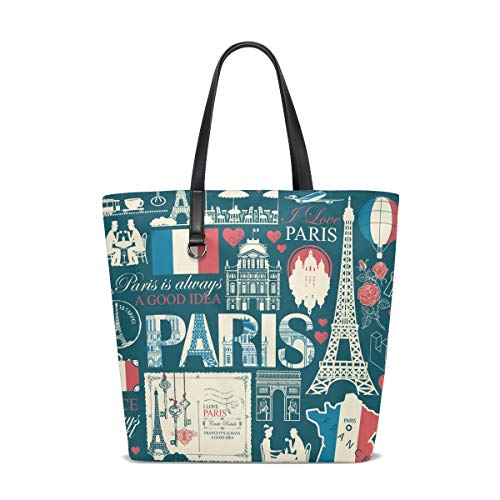 Bolsa de mano grande para mujer de Bkeoy, Francia París Arquitectónico monumento bolso con cremallera organizador bolsas