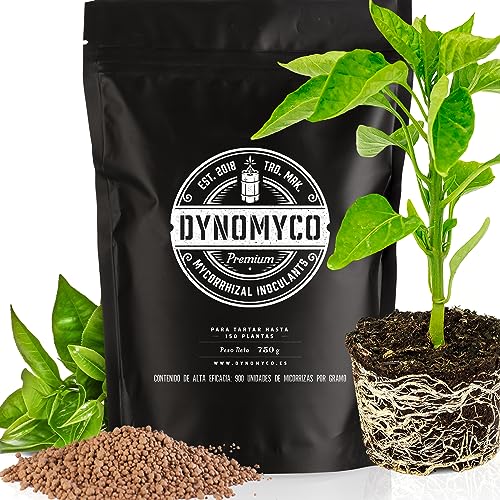 Inoculante de micorrizas DYNOMYCO® – Cepas de alto rendimiento – Fórmula concentrada – Mejora la absorción de nutrientes – Aumenta el rendimiento de las plantas (750 g/Up to 150 Plants)