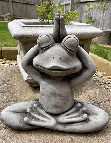 Estatua de jardín de piedra de rana de yoga | Decoración de escultura de animales al aire libre