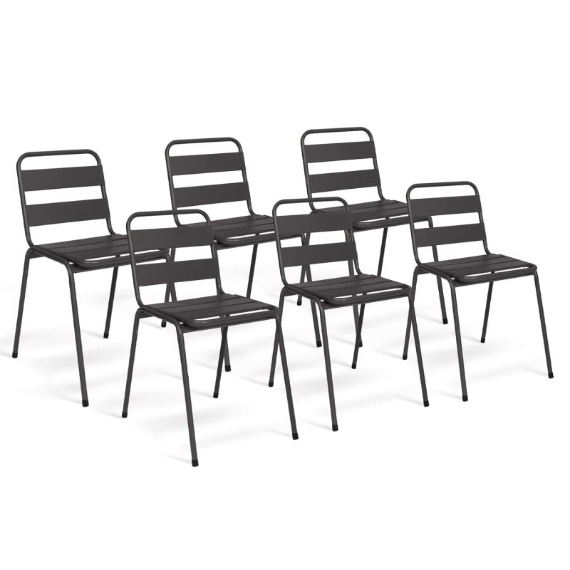 IDMarket - Juego de 6 sillas de jardín Valencia de acero gris antracita