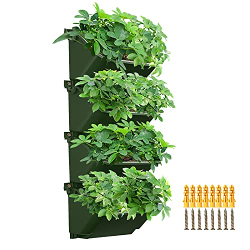 kyaoayo Macetero vertical de jardín vertical bolsa de plástico de pared apilable maceta de plástico verde para balcón decoración de casa de jardín