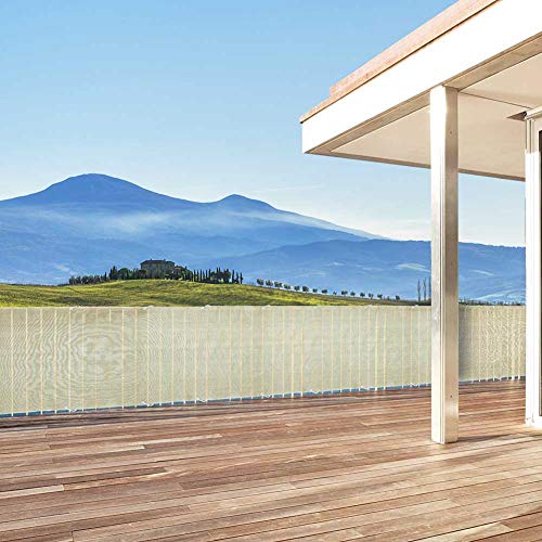 BAKAJI Lona de protección Visual para barandilla balcón de HDPE Resistente con protección UV 90%. Dimensiones: 500 x 90 cm. Enganche con Ojales y Cuerda de 12 m incluida (Color Negro)