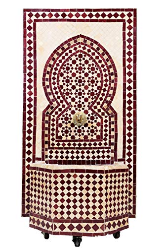 Fuente de jardín de mosaico original marroquí oriental con bomba Alhambra Bordaux, 110 cm