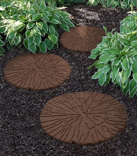 Nicoman Peldaños de Goma reciclados para jardín, Reversibles, Resistentes al Uso, para Exteriores, (Tierra, diámetro: 44 cm, Juego de 1)