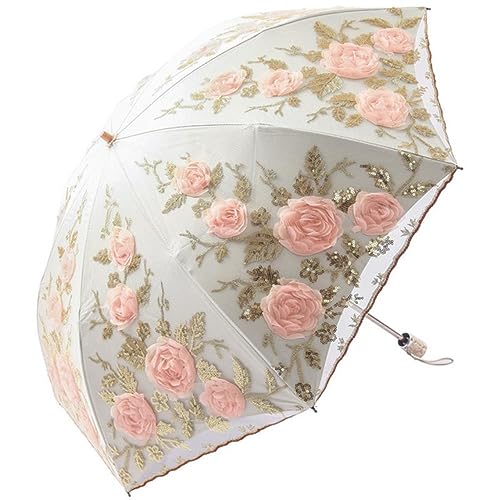EVURU Paraguas de flores con cordones mujer, sombrilla de verano, sombrilla plegable para jardín, portátil, para mujer, hermosa playa, Paraplu, equipo de lluvia