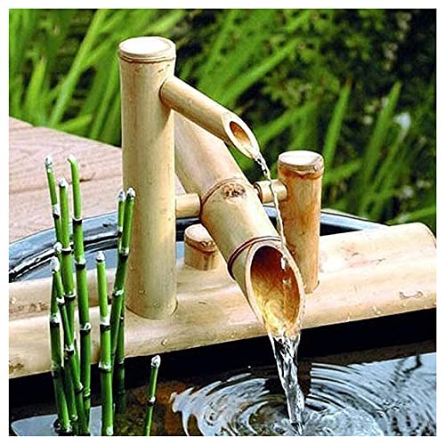 Fuente de Agua de bambú con Bomba, Kit De Fuente De Bambú,Caño De Fuente De Agua Al Aire Libre, Baño De Pájaros, Jardín Zen, Cascada, Estanque Zen Al Aire Libre