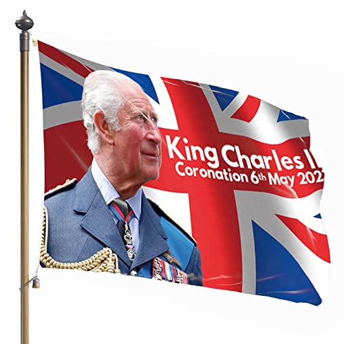 Pratvider la coronación del Rey Carlos III | Bandera la coronación del Rey Carlos III - Bandera jardín 3 x 5 pies para Celebrar la sucesión del Rey