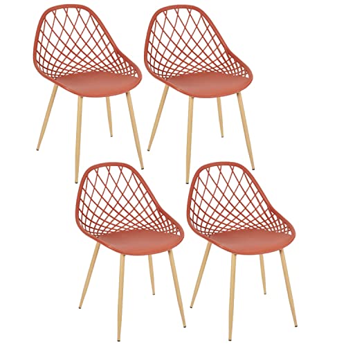Toilinux.com Malaga - Juego de 4 sillas para exteriores (polipropileno), color terracota