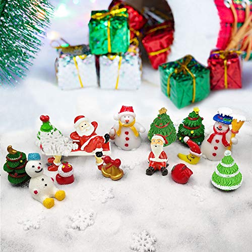 CODIRATO 27 PCS Micro Adornos Navideños Decoraciones de Resina Adornos en Miniatura Muñeco de Nieve Mini Papá Noel Miniatura Árbol de Navidad para Mesa Navidad Fiesta Jardín DIY