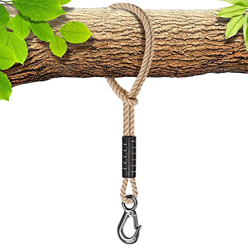 BeneLabel Cuerda para columpio de árbol, capacidad de 2500 libras, correa para colgar en forma de árbol de hamaca, gancho resistente, capacidad de 420 libras, 1 unidad, color blanco roto