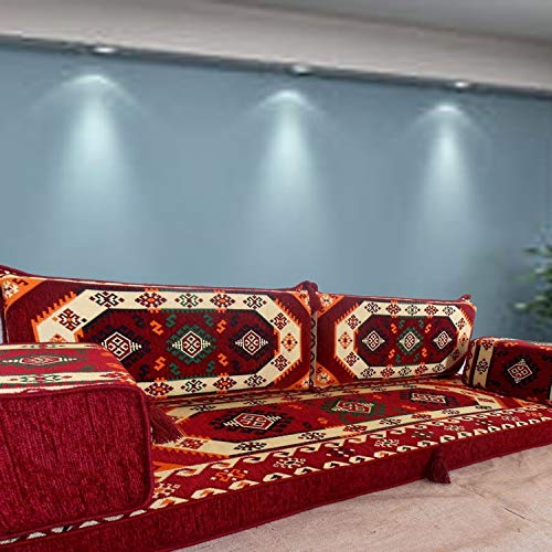 Spirit of 76 Juego de sofá de piso estilo beduino oriental, asiento majlis, muebles bohemios, cojines de banco / SHI_FS250