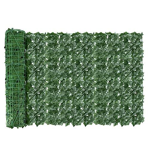 AGJIDSO Pantalla de Cerca de privacidad de Hiedra Artificial, 100 * 300 cm césped de imitación de jardín de,decoración de Hojas de Planta Falsa para jardín de Valla (Hojas de camote)