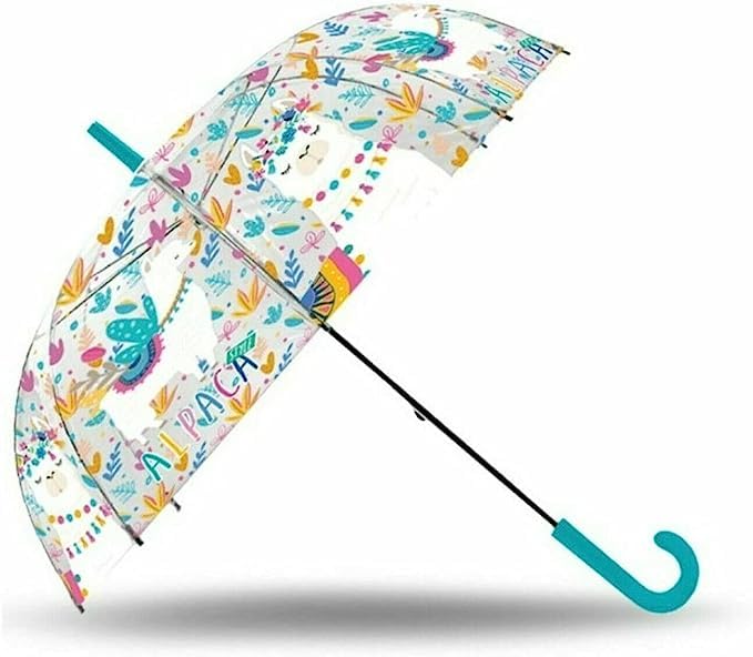 HOVUK Paraguas clásico unisex de 8 varillas, paraguas plegable para niñas y niños de 3 a 7 años, resistente al viento, paraguas portátil de viaje, Alpaca, S