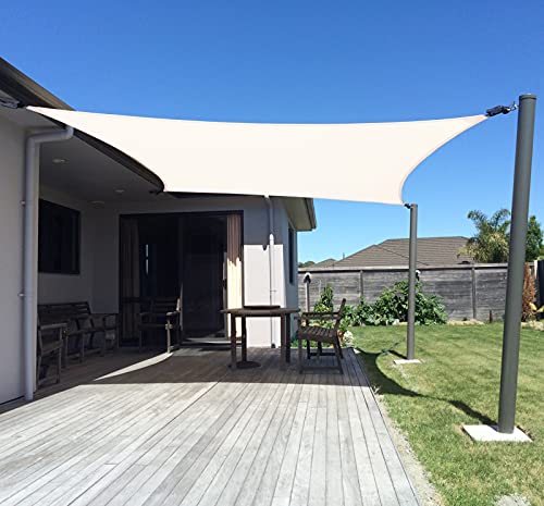 AXT SHADE Toldo Vela de Sombra Rectangular 2x3m Protección Rayos UV y HDPE Transpirable para Exterior Terraza Patio Jardín-Crema