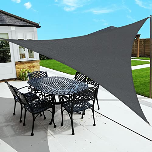 Sunnylaxx 3,6x3,6x3,6m Triangular Toldo Vela de Sombra, Grafito Toldos Exterior Terraza Protección Rayos UV para Exteriores, Pergola, Jardín,Terrazas