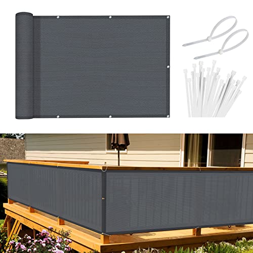Sunnylaxx Pantalla para Balcón Protección de Privacidad HDPE,90×600cm Antracita,con Ataduras de Cables Protección UV,Resistente al Viento y Transpirable,para balcón Exterior de jardín
