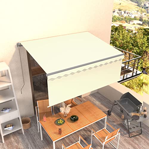 ShCuShan Toldo Manual retráctil con persiana Color Crema 3x2,5m Toldos Exterior Terraza Enrollable para Terraza Balcón Jardín Patio
