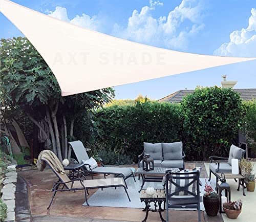 AXT SHADE Toldo Vela de Sombra Triangular 3x3x3m Protección Rayos UV y HDPE Transpirable para Exterior Terraza Patio Jardín-Crema