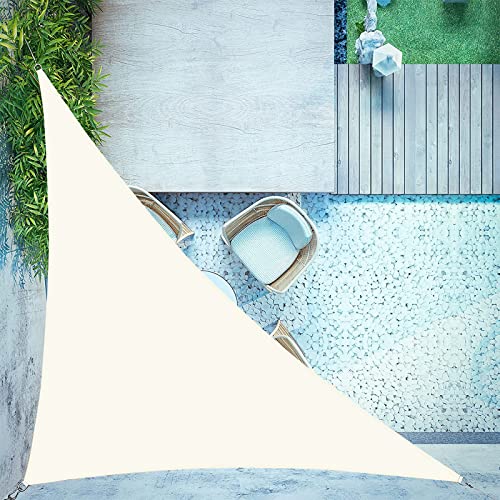 LOVE STORY Toldo Vela de Sombra 3x3x4.25m Triangular Toldos Impermeable Protección Rayos UV para Exteriores Terraza Balcon Patio Jardín，Crema