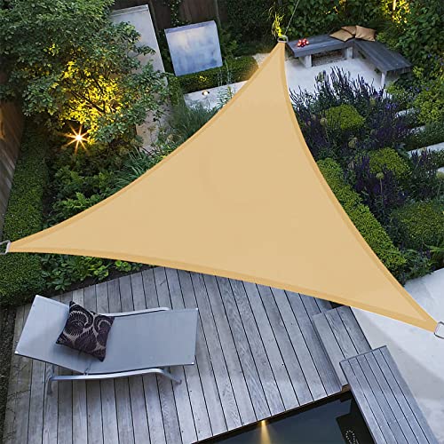 LOVE STORY Toldo Vela de Sombra Triangular 3x3x3m Toldos Exterior Terraza HDPE Transpirable Protección Rayos UV para Terraza Balcon Patio Exteriores,Arena