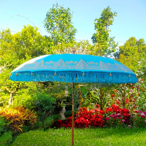 La Vida en Led Sombrilla Balinesa Azul o Turquesa Parasol 3 Metros diámetro Paradise Luhur (Turquesa)