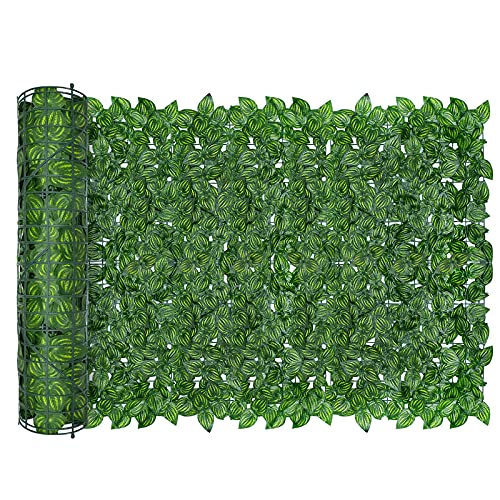 AGJIDSO Pantalla de Cerca de privacidad de Hiedra Artificial, 100 * 300 cm césped de imitación de jardín de,decoración de Hojas de Planta Falsa para jardín de Valla (Hoja de Sandia)
