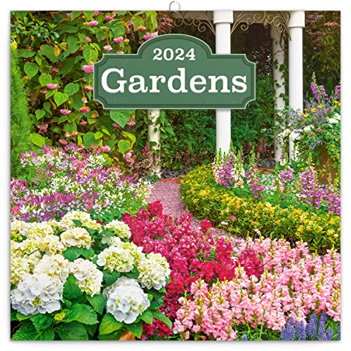 Calendario de pared para jardín 2024, calendario de folletos con calendario mensual, calendario floral, 30 x 30 cm, abierto 30 x 60 cm