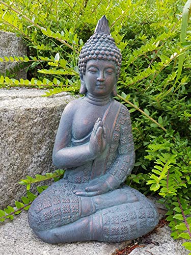 Estatua Hecha a Mano Figura Decorativa de Buda Accesorio Feng Shui para la meditación para jardín, Buda de Interior o Exterior, Resistente a Las heladas 33cm