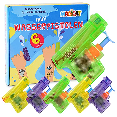 Magicat 6 Pistolas de Agua pequeñas - Juguetes para niños en Fiestas de cumpleaños, para Jugar en la Piscina o jardín - Juegos de Agua para niños Exterior, idóneas para Verano (6 Unidades)