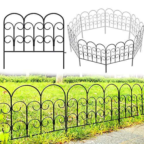 Thealyn Valla decorativa de metal para jardín, 40 cm de alto x 47 cm de ancho (5 paneles, longitud total de 2,35 m), paneles de valla de jardín de hierro forjado inoxidable, borde de valla de jardín,