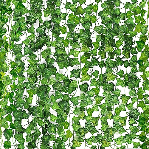 CEWOR 36 hojas artificiales de hiedra verde, para decoración del hogar, boda, jardín, columpio