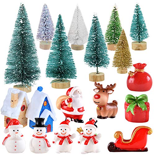 Adornos en Miniatura de Navidad Mini Figuras de Estilo de Navidad Árbol de Navidad de Papá Noel Decoración de Navidad de Dibujos Animados Lindo para Decoración de Fiesta de Jardín para el Hogar