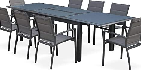 mesa y sillas de jardin gris 1