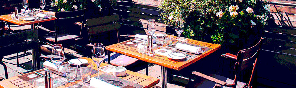 mesas de aluminio para terraza de bar
