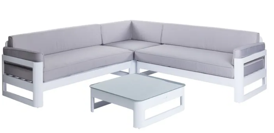 sofa de exterior de aluminio blanco